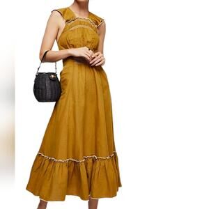 Free People Anika Midi Linen Dress Small